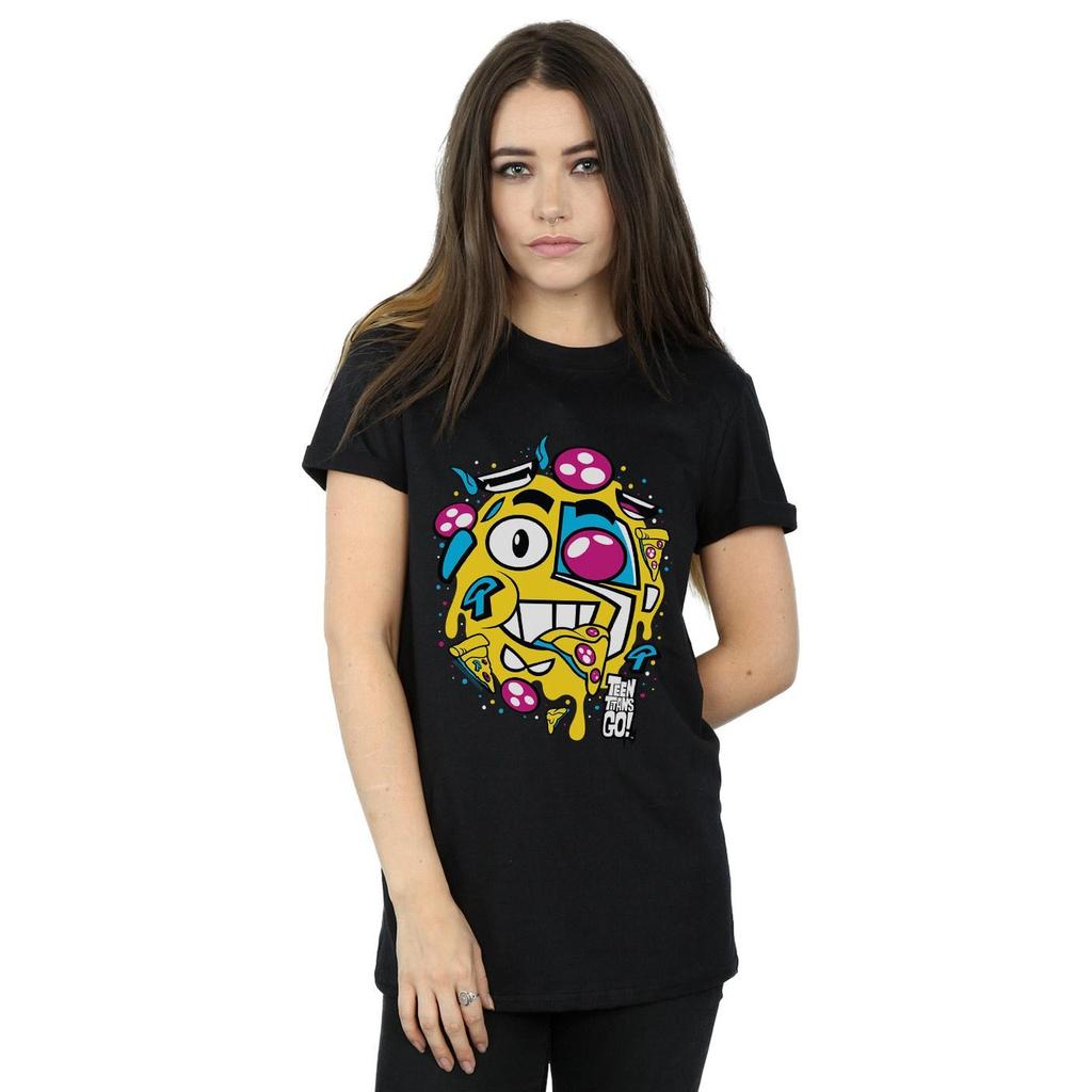 DC Comics Womens/Ladies Teen Titans Go Pizza Face Cotton Boyfriend T-Shirt
