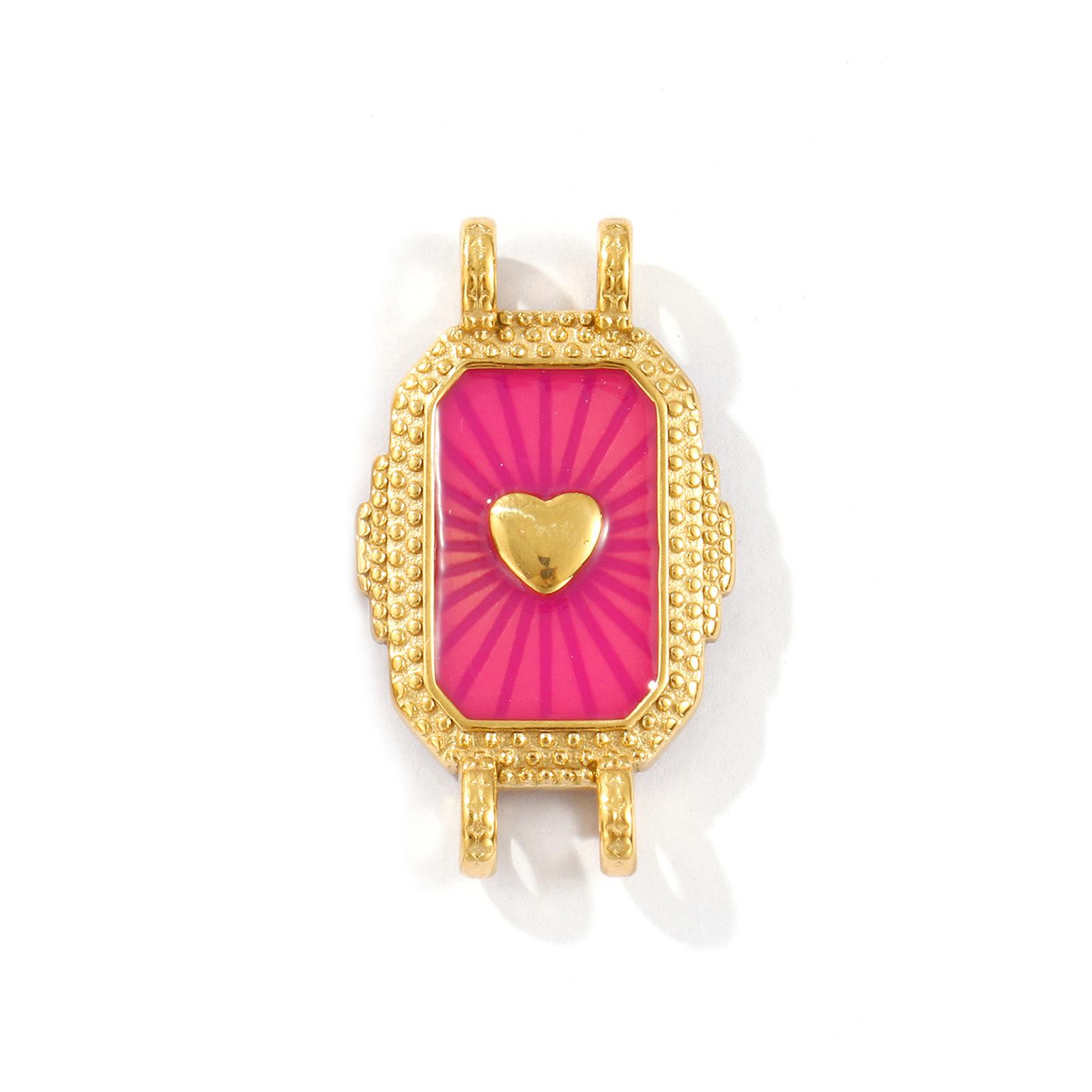 

1 PC Waterproof 304 Stainless Steel Enamel Octagon Heart Connectors Charms Pendants 18K Gold Plated For DIY Necklace 3.1cmx1.8cm 3.1x1.8cm фиолетовый