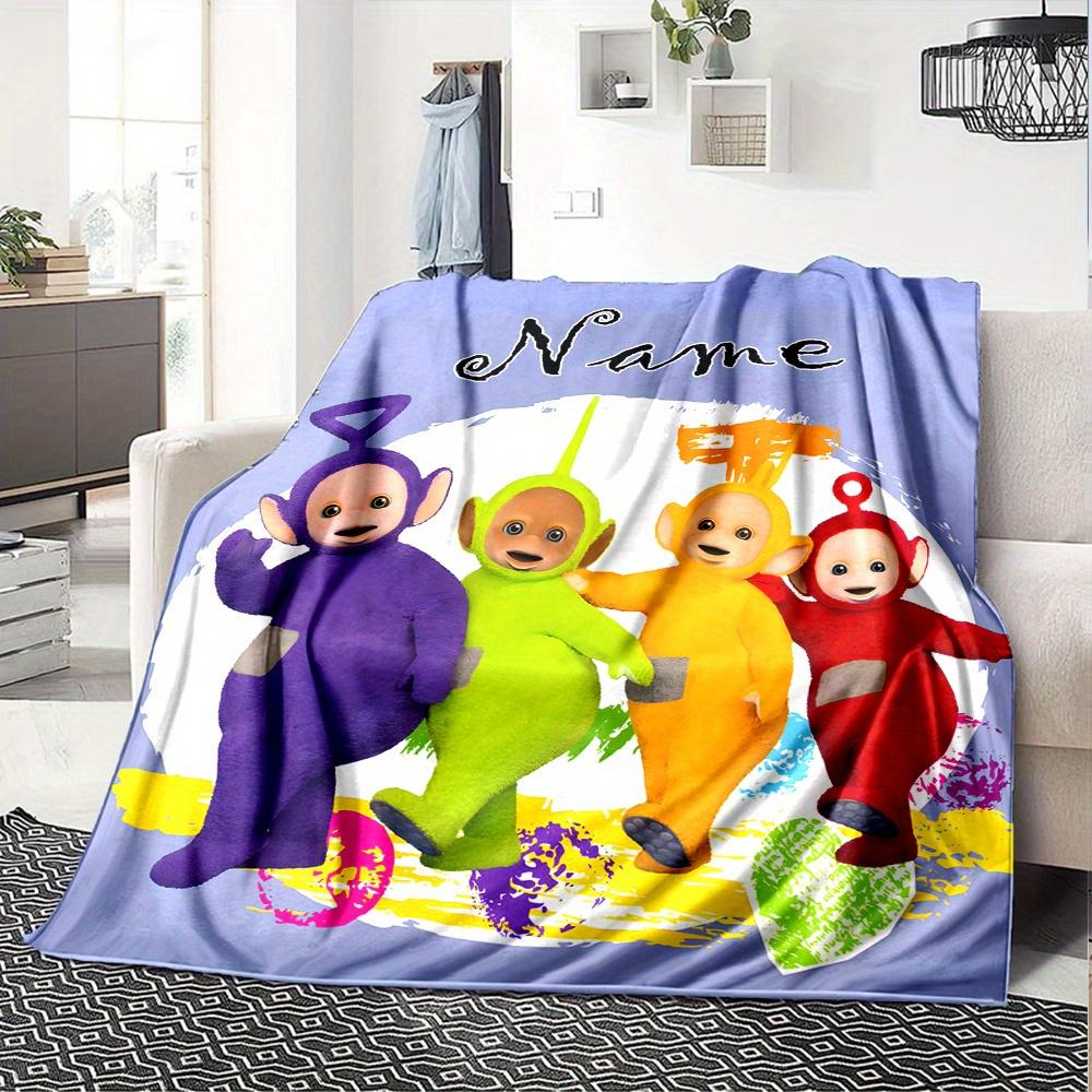 Teletubbies Purple Green Orange Red Characters Cartoon Print Blanket Personalized Name Soft Lightweight Versatile Suitable For Sofa Bed Picnic Office