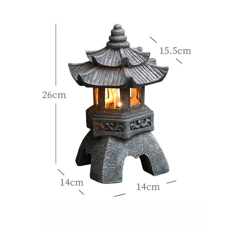 Outdoor Solar Lights Garden Decoration Outdoor Handcrafted Zen Pagoda Sculpture Retro Art Statue For Courtyard Balcony Porch