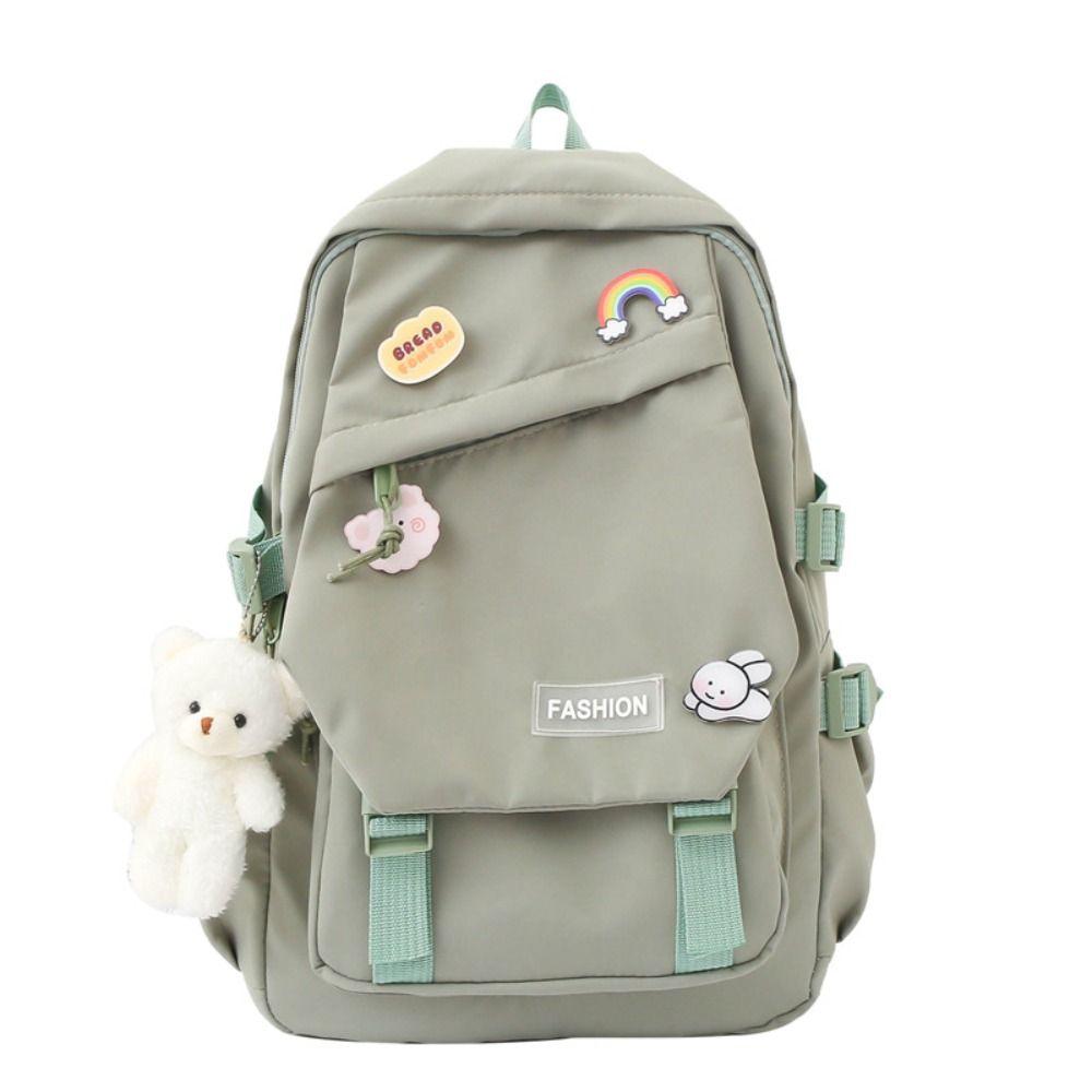 Nylon Large Capacity Bags Canvas Korean Style School Bag Sweet Badge Shoulder Backpack  Student