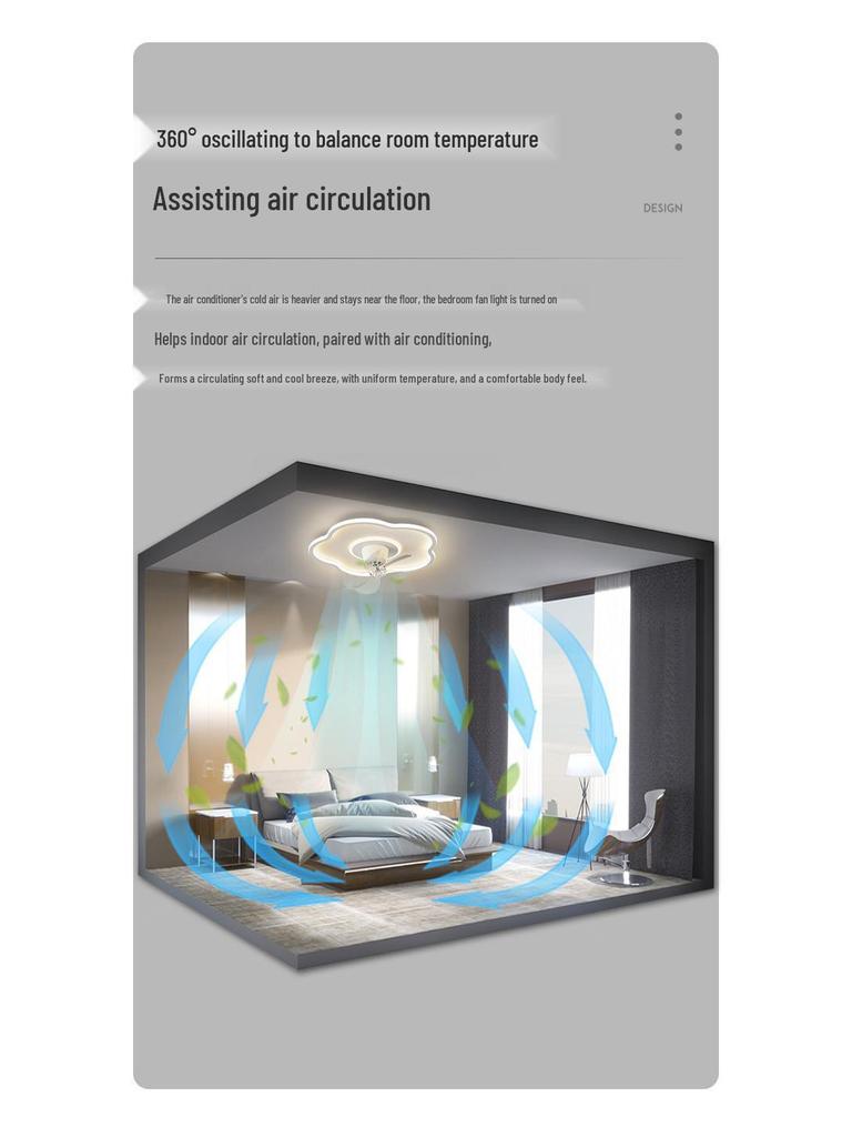 360° Rotatable Silent Minimalist Ceiling Light with Fan for Bedroom and Study