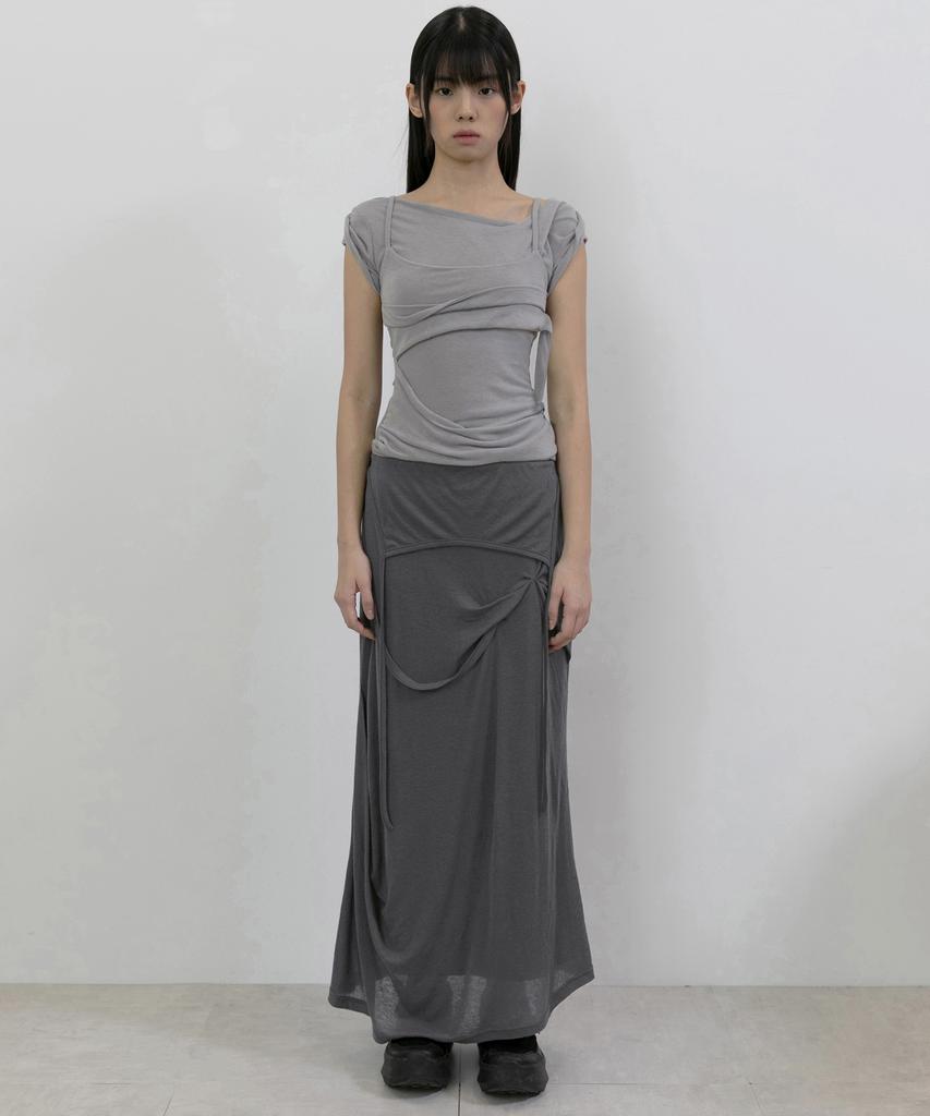 Peulleeoeob Layered Bustier T-Shirt (Fl-108_Gray)