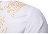 Camisa Masculina Média Branca com Gola Alta e Estampa Banhada a Ouro