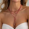 Vintage Beads Necklace Women Stackable Adjustable Sweater Chain Jewelry Accessories