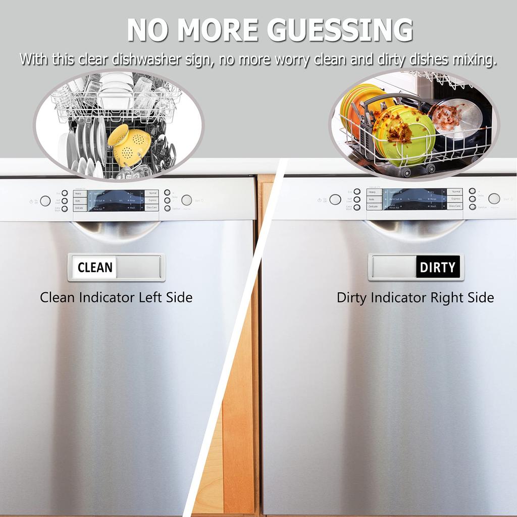 Dishwasher Clean Dirty Sign Strong Magnet, Non Scratching with Double Sided Adhesive, Easy To Read Slide Indicator