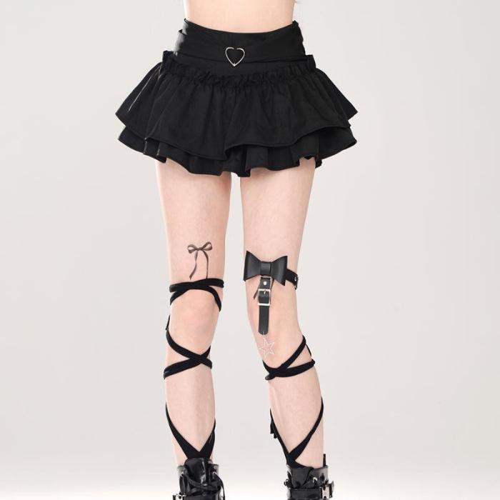 

Рожева міні-спідниця А-силуету з воланами у формі серця - Солодка, пікантна, пишна, що стрункішає для весни, літа, осені M