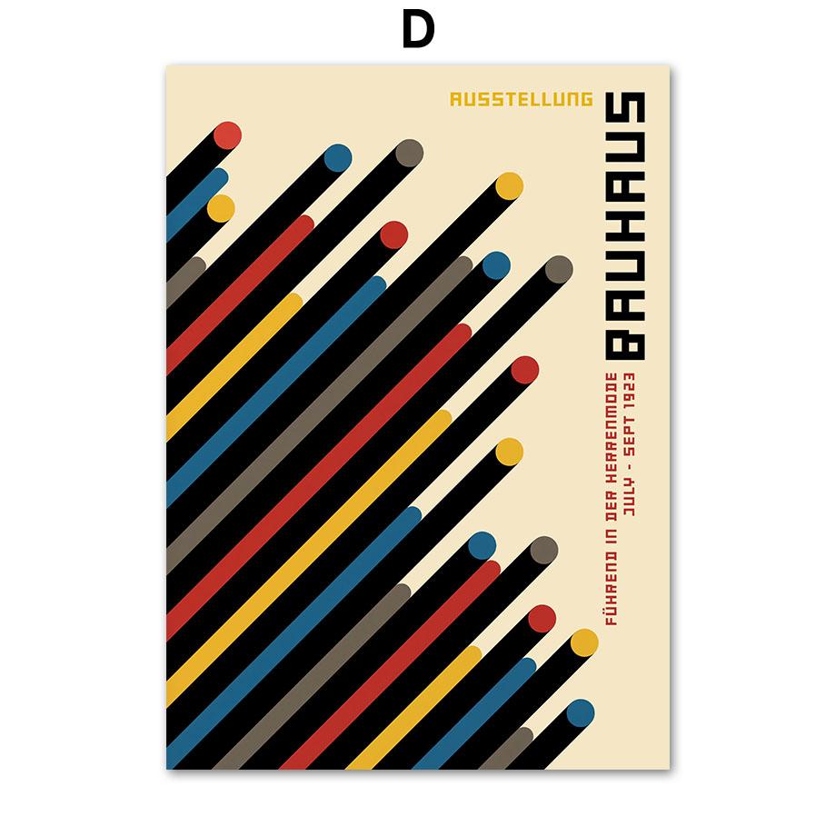 Bauhaus Linie Farbblock Geometrische Wandkunst Poster und Drucke Abstraktes Leinwandgemälde Hotel Bar Bilder für Wohnzimmerdekor