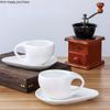 Pure White Ceramic Mug 200ml Coffee Cup and Saucer Set Irregular Water Cups Afternoon Tea Cup Milk Tea Cups Coffee Mugs Tea Mug