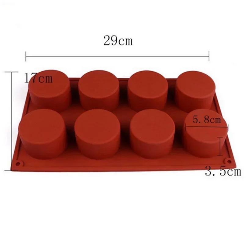 New 6 Cavity Cylinder Silicone Cake Mold For Cookies Making 3D Handmade Kitchen Reuse Baking Tools Decorating Mousse Mould