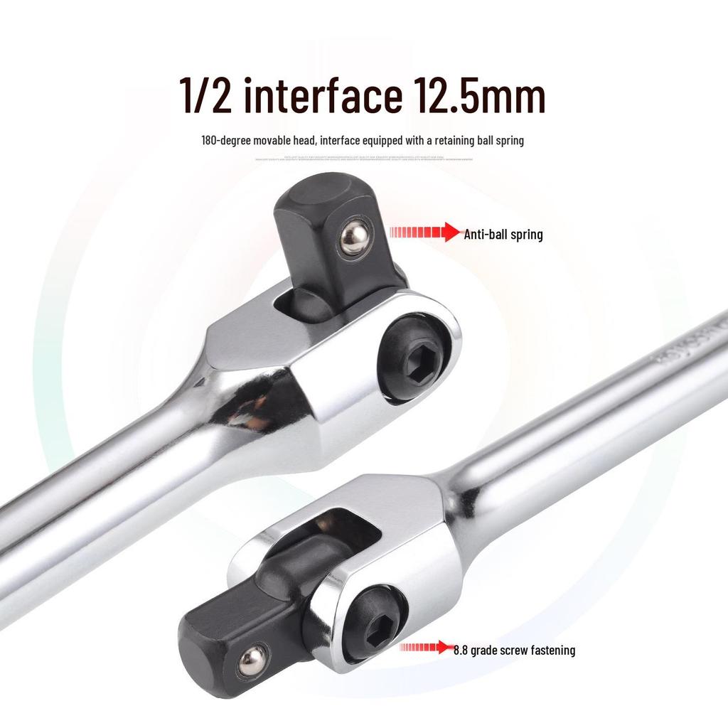 1/2 Swivel Head Socket Wrench with 180° Movable F-Handle