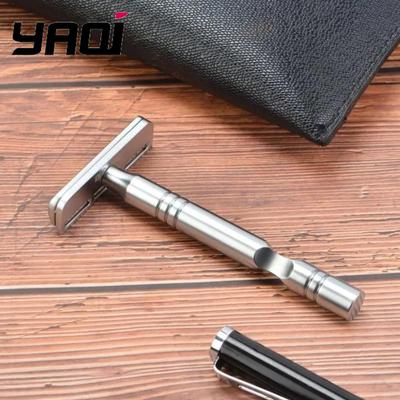 YAQI Matte Chrome Safety Razor for Men Excalibur Single-Edged Shaving Razor AC Blade