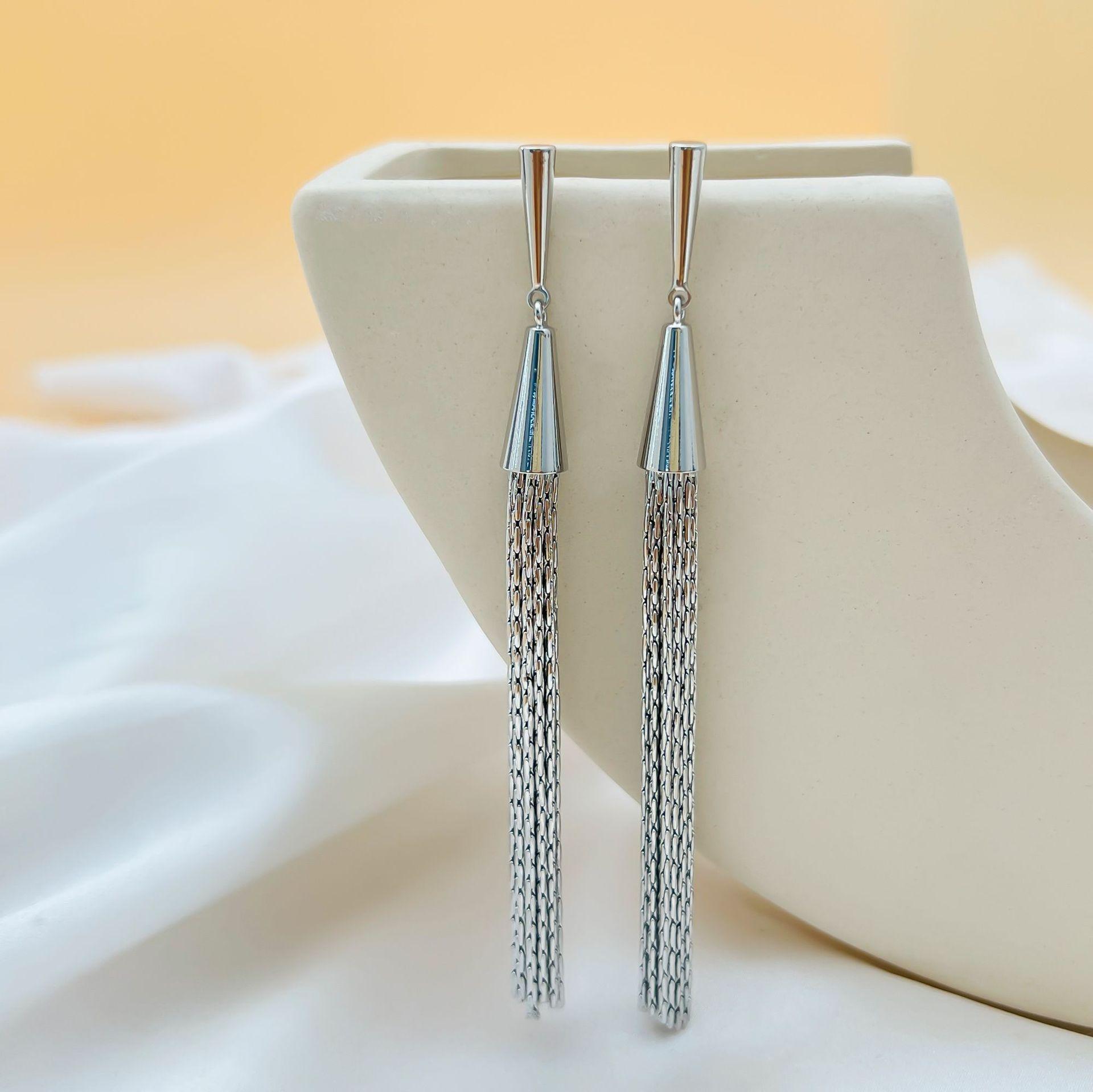 

Серьги-иглы из 18-каратного золота с медным покрытием, бахромой из пшеничного колоса, для тяжелой промышленности, женские, высокого класса, легкие, роскошные, большие, женские, серебряные, S925 серебряный