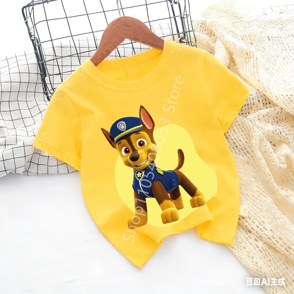 Paw Patrols Baby TShirt Girls Boys Clothes Cartoon Anime Chase Skye Figure Printed Toddler Tops Summer Clothes Gift