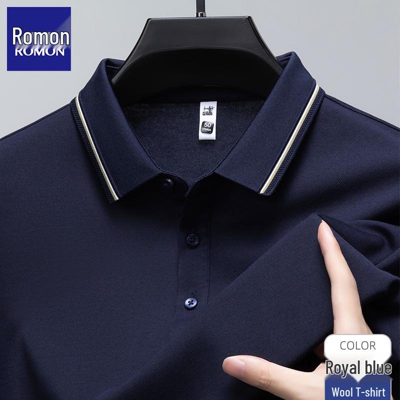 Men's Cashmere Wool & Silk Long Sleeve Polo - Spring/Autumn 2025 Edition, Versatile Dad's Turn-Down Collar Shirt