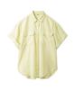 Mira Owen Big Pocket Short Sleeve YEL Cotton-Linen Shirt, Women's, 09WFB242066,