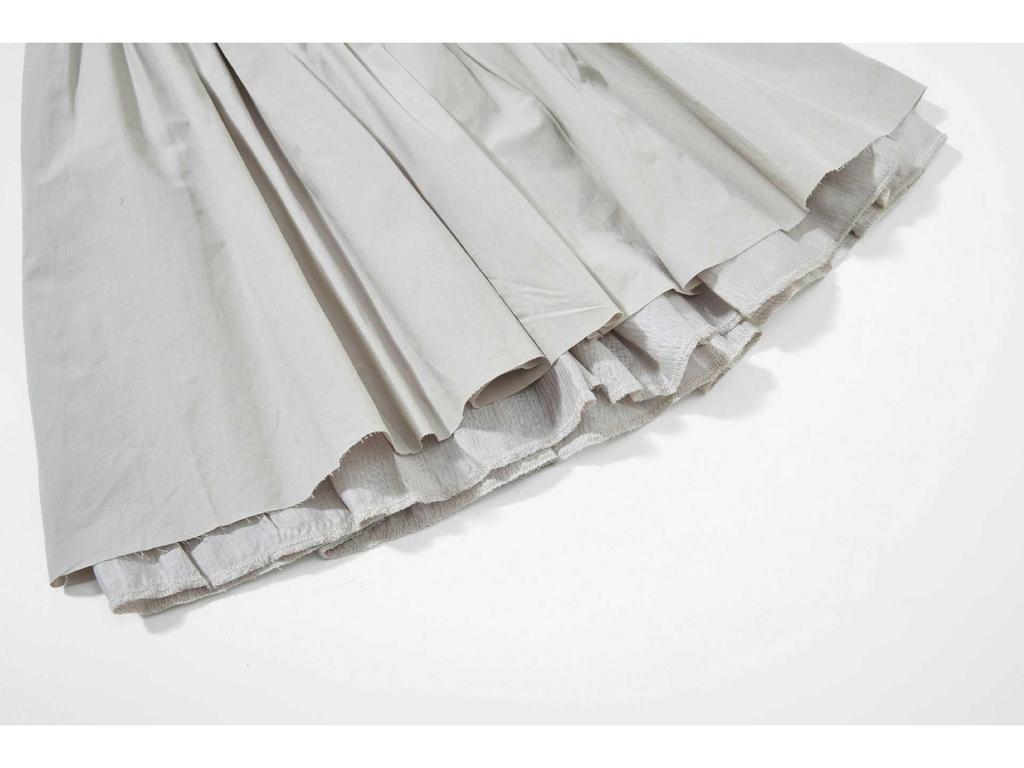 Japanese Niche Double-Layered Ribbed Waist Gray Ballet-Style Fluffy Skirt for Women