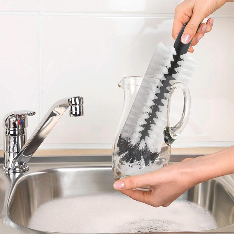Water Bottle Cleaning Brush Glass Cup Washer With Suction Base 3 Head Bristle Brush For Beer Cup