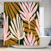 Pink Palm Leaves Shower Curtain Green Gold Colorful Bathtub Liner for Home Bathroom Decor Size 69x70 In