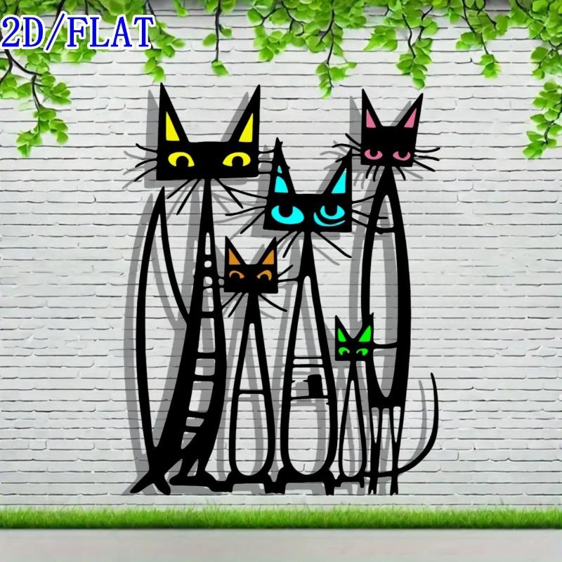 1PC Nordic Style Cute Cartoon Cat Wall Decoration Murals Home Courtyard Garden Art Decoration Hanging Wall Decoration Crafts