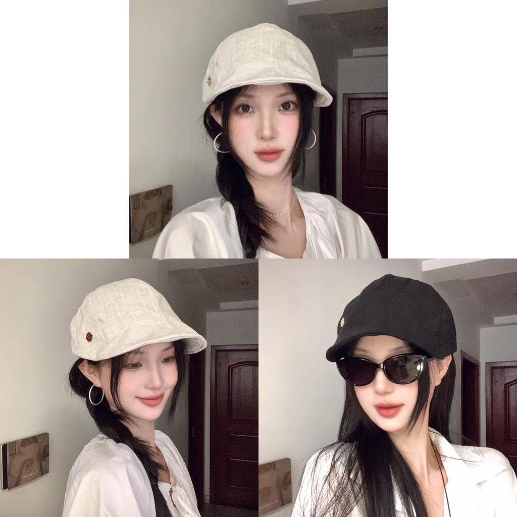 Cotton Linen Casual Baseball Cap With Embroidered Letters For Summer Sun Protection