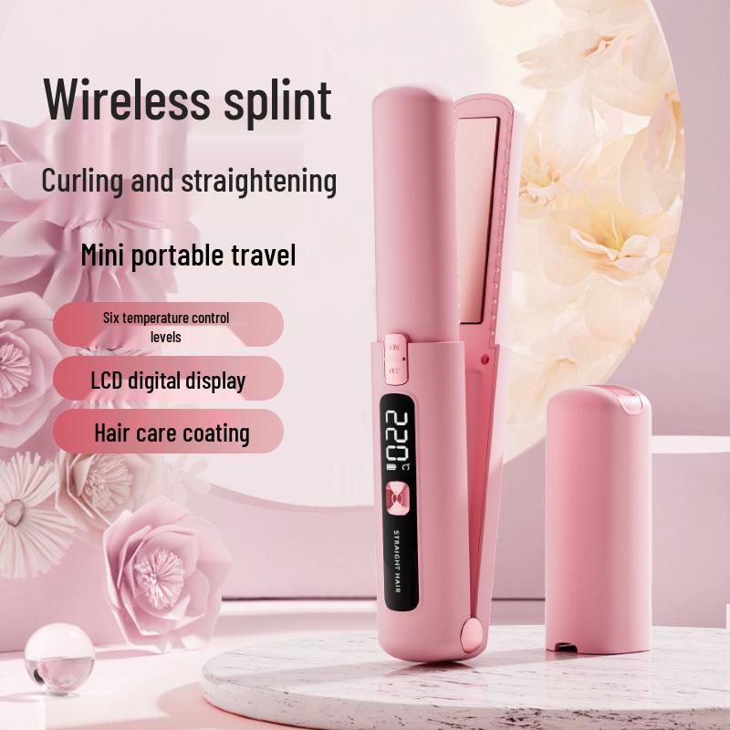 Wireless 2-in-1 Hair Straightener & Curler: Portable, Home-Friendly, Hair-Safe