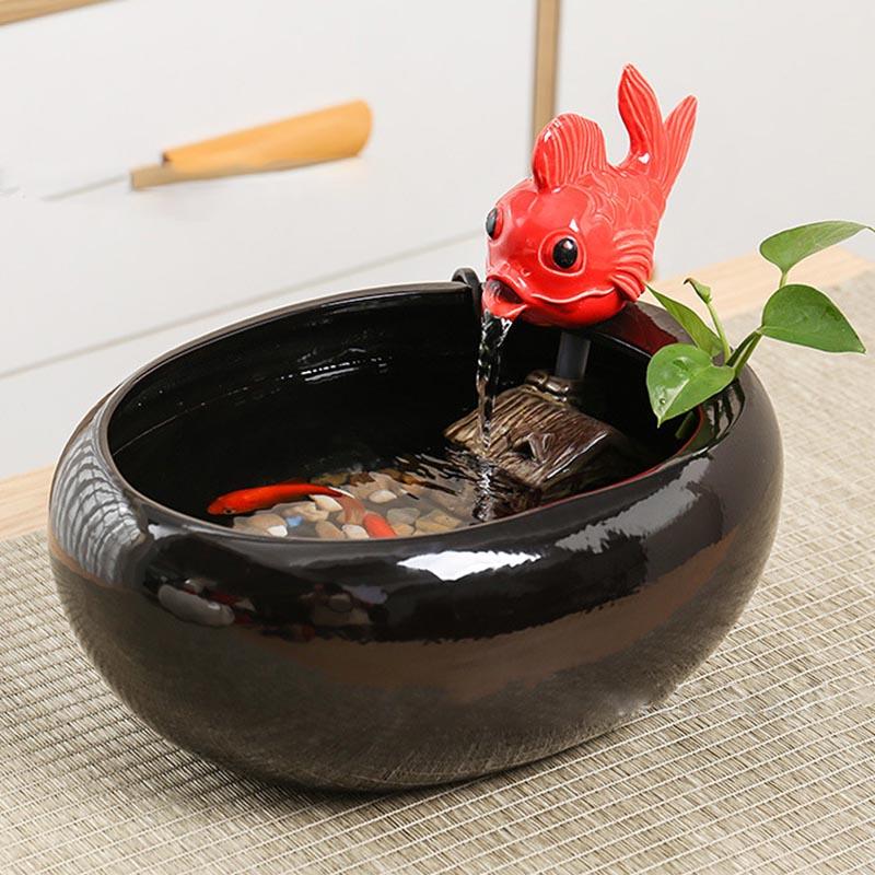Keramická fontána Meditace Uklidňující vodopád Hydroponická váza Akvárium Feng Shui Vodní prvek Kancelář Domácí dekorace Napájená