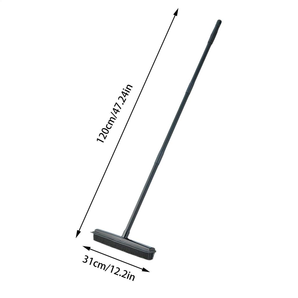 Rug Brush Silicone Bristle Long Handle Cleaner Carpet Hair Removal Tool Floor Scrub Brush For Floor Shower Bathroom Bedroom