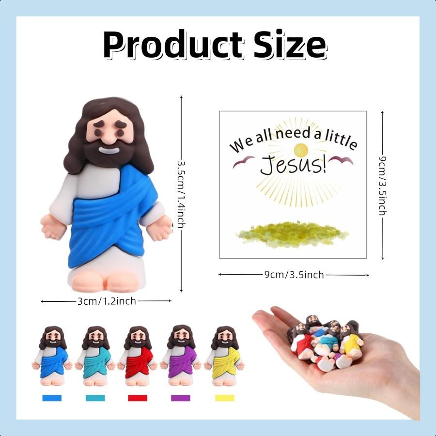 5pcs Pocket Jesus Note Cards for Greeting Card Inserts Mini Jesus Figures Easter Christmas Gifts School Religious Christmas Par