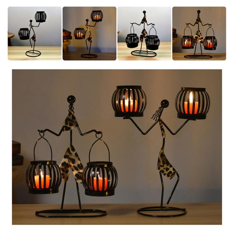 Modern Iron Figure Candlestick Holders Candlestick Desktop Art Decorations for Home Perfect Collectible Art Room Decors