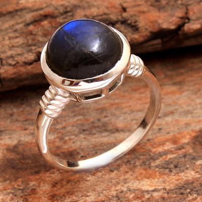 Labradoritring, Modeschmuck, 925 Sterlingsilber Handgefertigter Schmuck, Silberner Charm-Ring, Unisex-Ring