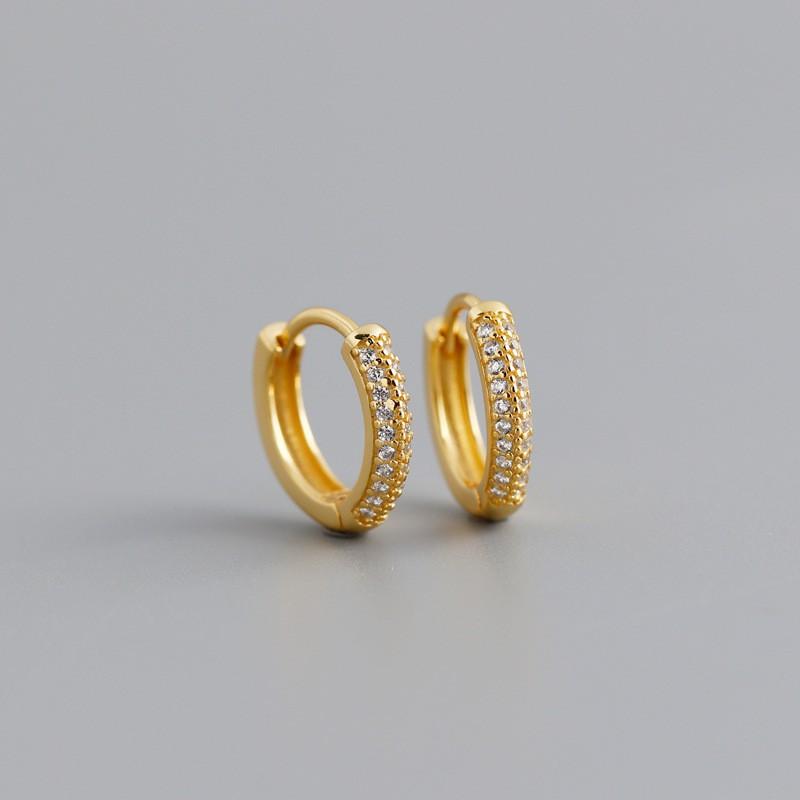 Sterling Circle Stud Earrings With Zirconia Crystals Women Fashion Geometric Hoop Jewelry 925 Sterling Silver