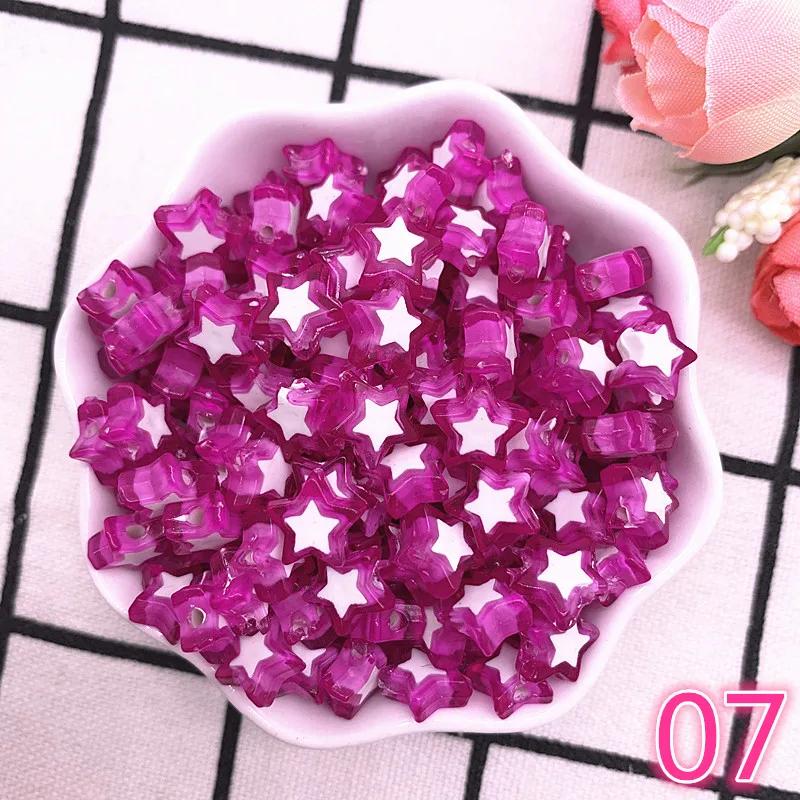 50pcs Five-pointed Star Acrylic Beads Loose Spacer Beads for Jewelry Making DIY Bracelet Accessories