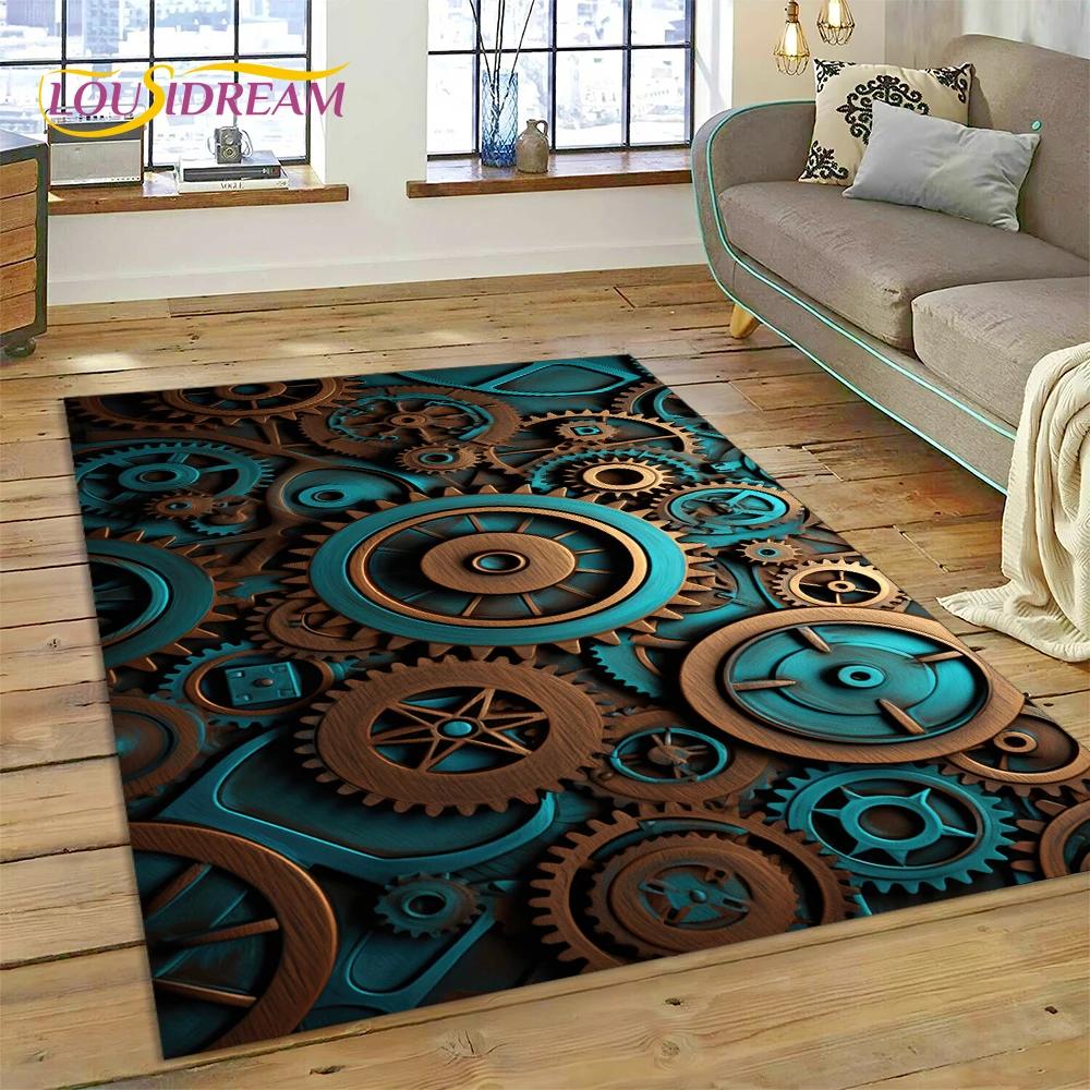 3D Mechanical Cogs Gears Steampunk Rug Carpet for Living Room Bedroom Decor,floor Mat Non-slip Decoration for Sofa Doormat Gifts