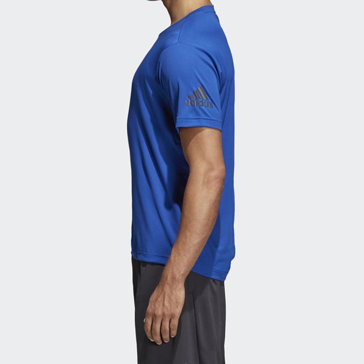 Adidas Round Neck Sports Short Sleeve T-Shirt Men Tops Blue CE0814