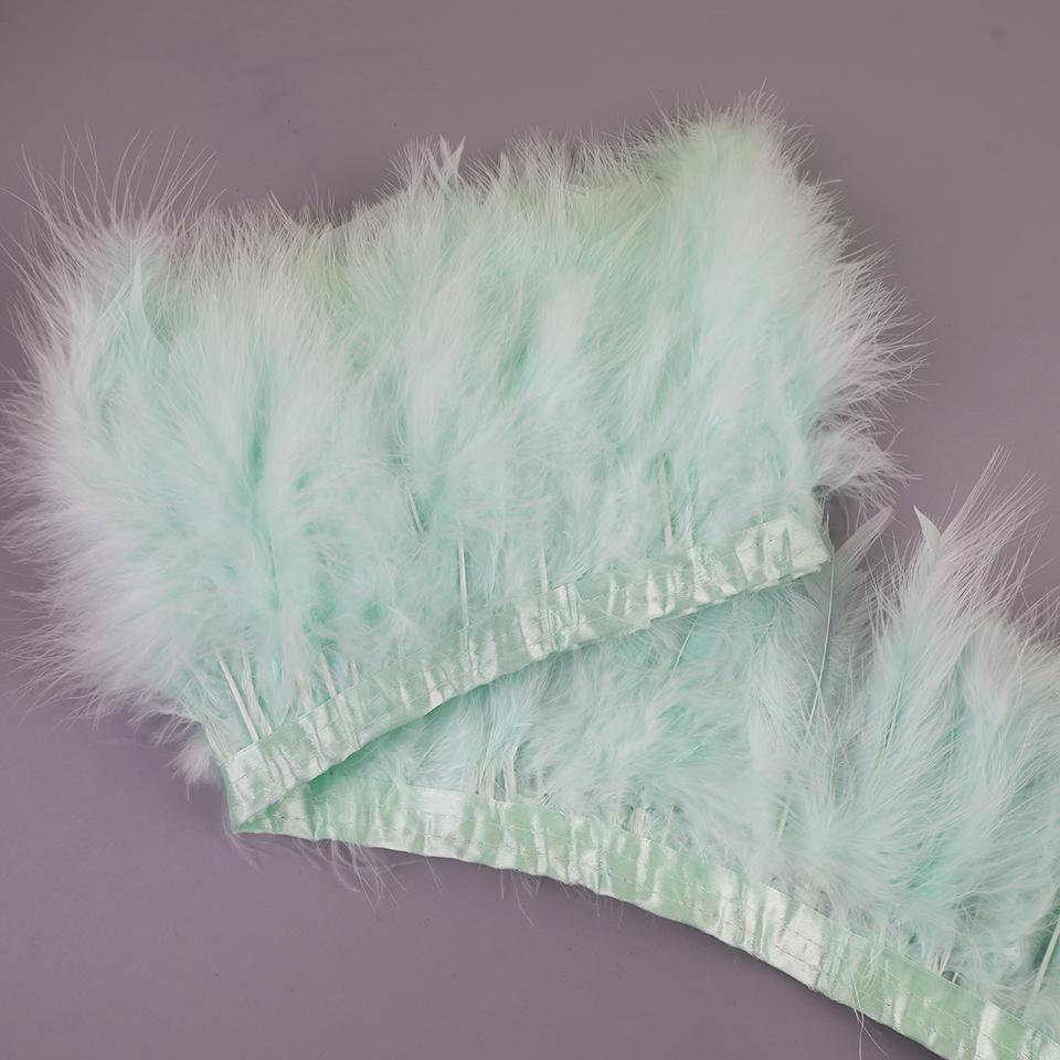 FeatherTurkey Feather Fringe 4-6inch Colorful Marabou Feather Tape for Handiwork Clothes Dress Handmade Cloth Strap Home Decoration