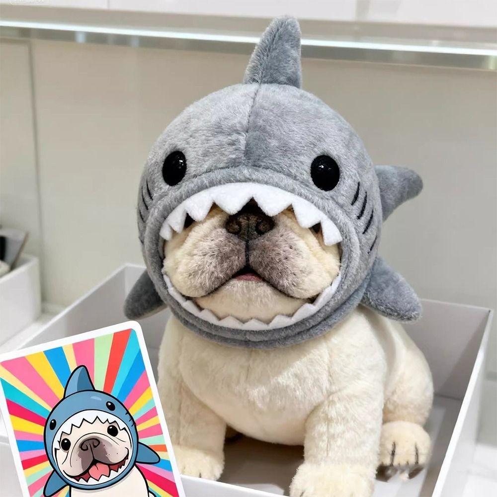 Cartoon Cat Shark Headdress Warm Plush Pet Cosplay Headwear Cat Decorative Hat  Winter Season
