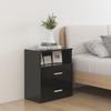 Bedside Table - Maison Exclusive - Black - 50x32x60 Cm - 2 Drawers and 1 Shelf