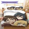 Pościel z motywem Attack on Titan, Zestaw kołdry Poszewka na kołdrę Poszewka na poduszkę Domowy prezent urodzinowy (1 * poszwa na kołdrę + 2 * poszewki na poduszki, bez rdzenia)