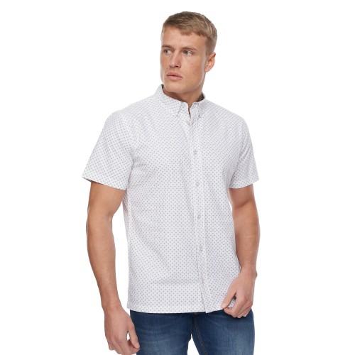 Camisa masculina Haltom de manga curta Bewley & Ritch L branco/azul-escuro