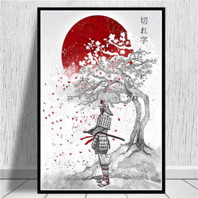 Japansk Zen Ink Målning Konstaffischer Canvastavlor Samurai Kanji Väggkonsttryck Familj Vardagsrum Retro Rum Dekor Väggmålning