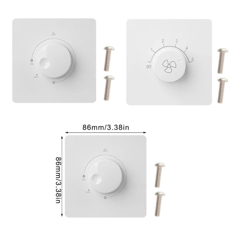 Adjustable Plastic Fan Speed Regulator Wall Switches 3 Power Setting 220V 10A