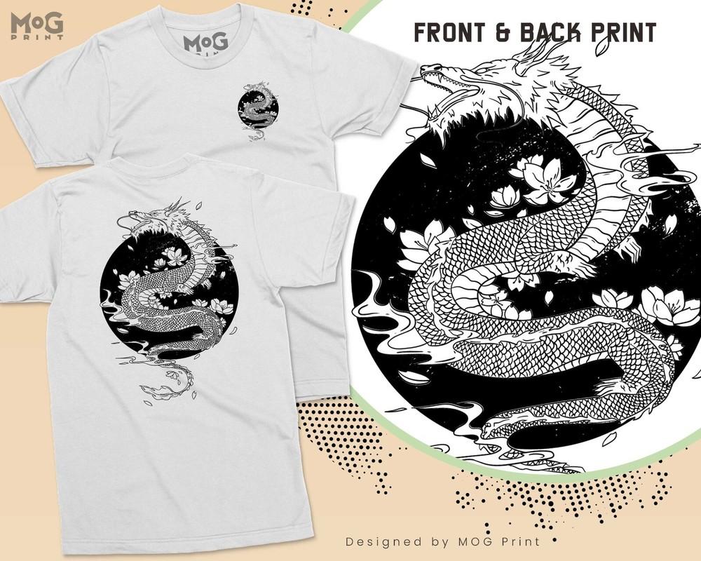 

Traditional Japanese Dragon Art T-shirt Japan Anime Manga Inspired Shenron Kanji 2XL