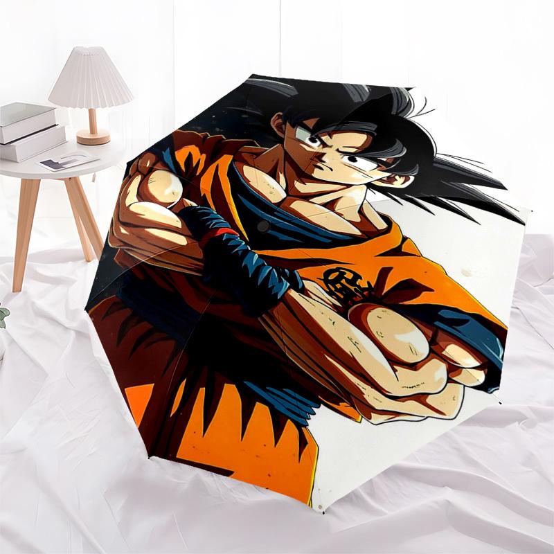 

1pc Dragon Ball Z Goku Automatic Opening Folding Umbrella 3 Fold Design, 8 Bone Iron Frame Outdoor Umbrella Perfect Gift for Fans, Travelers, Everyday