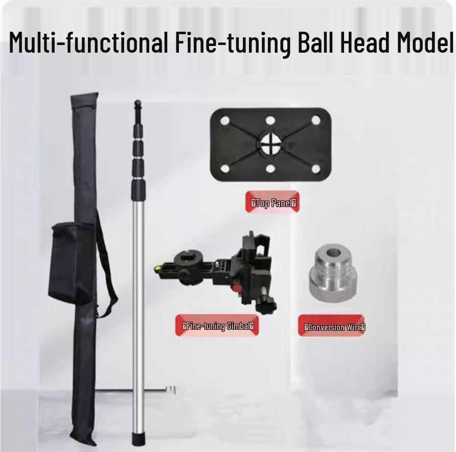 Reinforced Infrared Spirit Level Lifting Rod – Telescopic Stainless Steel for Ceiling, Carpentry, Tiling