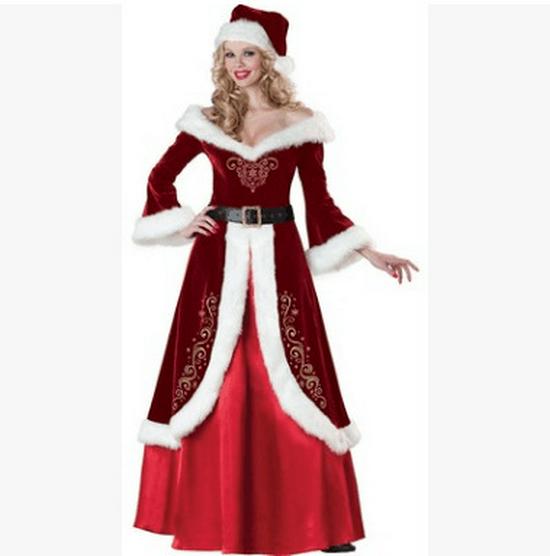 European & American Long-Sleeve Santa Costume for Couples - Festive Party Attire