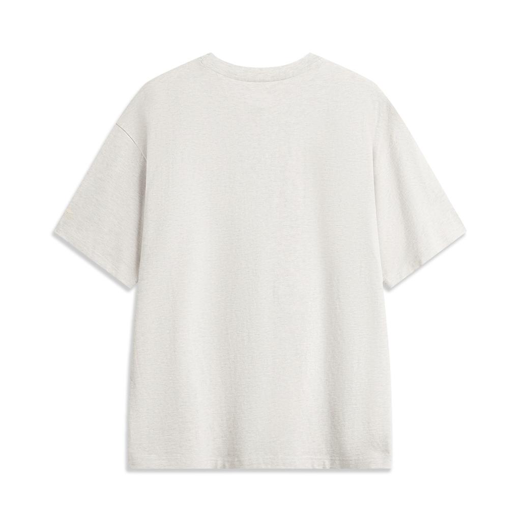 Li Ning Sports Lifestyle Series High Street American Vintage Casual Simple Solid Color Round Neck Pullover Loose Short Sleeve T-Shirt AHSV261-1