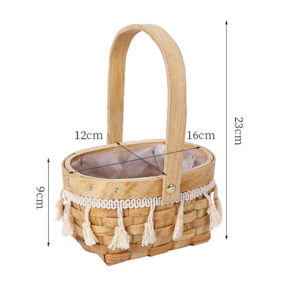

Mini Miniature Dollhouse Basket Tassel Style DIY Hand Woven Basket Handmade Paper Vine Handheld Flower Basket