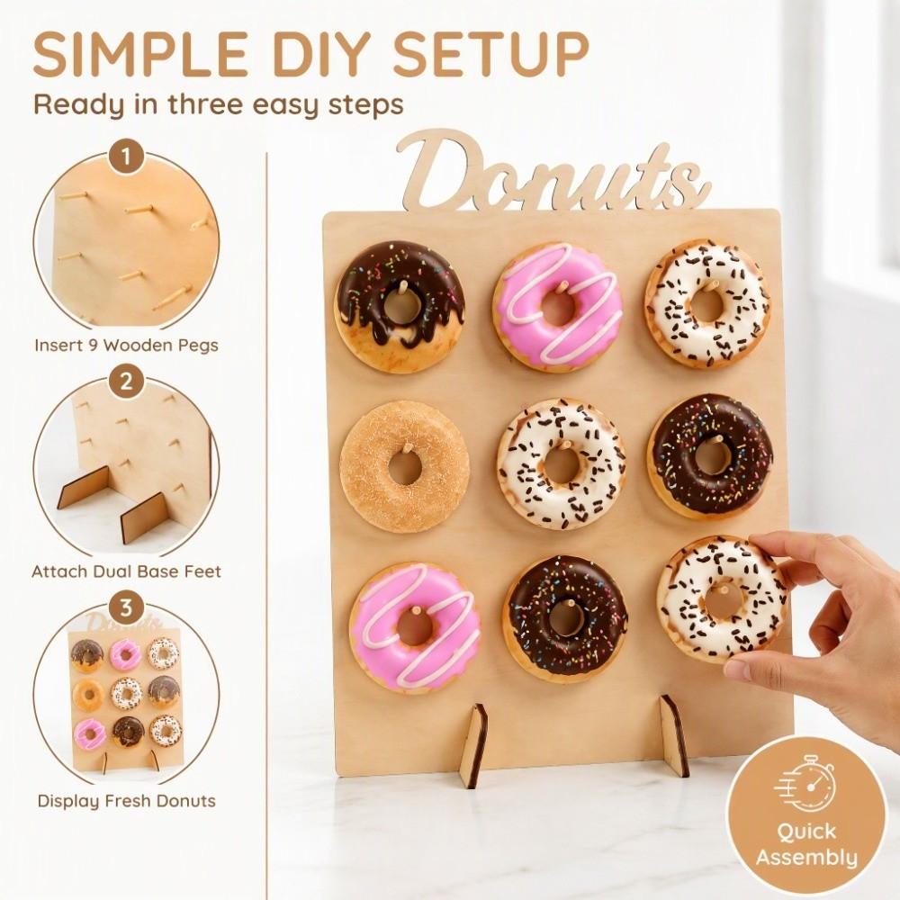 9 Capacity Doughnut Display Stand Wooden Household Doughnut Rack Wedding Supplies