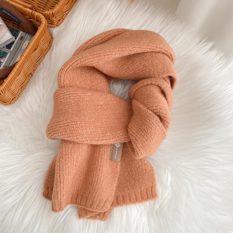 Age-reducing green wool knitted wool small scarf versatile student short women's winter scarf couple men